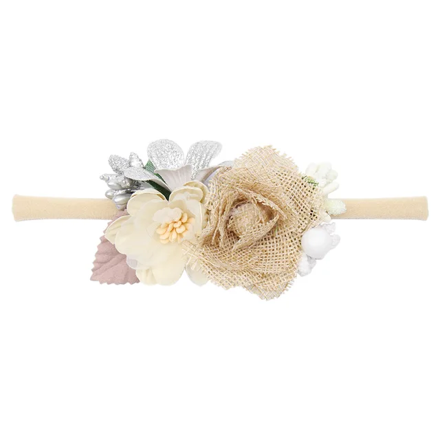 Floral Girls Headbands Newborn Baby Elastic Princess Hairbands Kids Pearl Flower Fresh Style Cute Hair Accessories Diademas 7