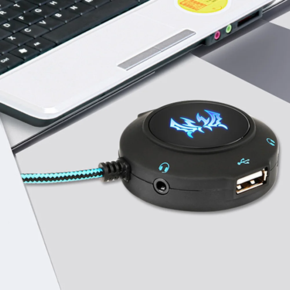 Адаптер стерео кабель ПК внешняя звуковая карта с подсветкой ноутбук USB мульти интерфейс аудио шумоподавление