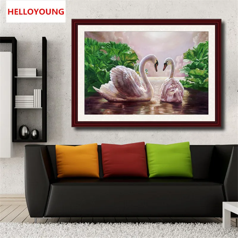 

5D DIY Diamond Embroidery Swan Pictures Of Rhinestones Diamond Mosaic Animals Diamond Painting Partial Square Drill Wall Decor