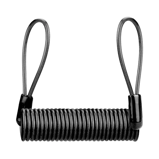 1.2m Anti Thief Motorbike Wheel Alarm Disc Lock Security Lock Reminder Cable w/ Dual Loop Bike Motorcycle Disc Set Warning Rope black