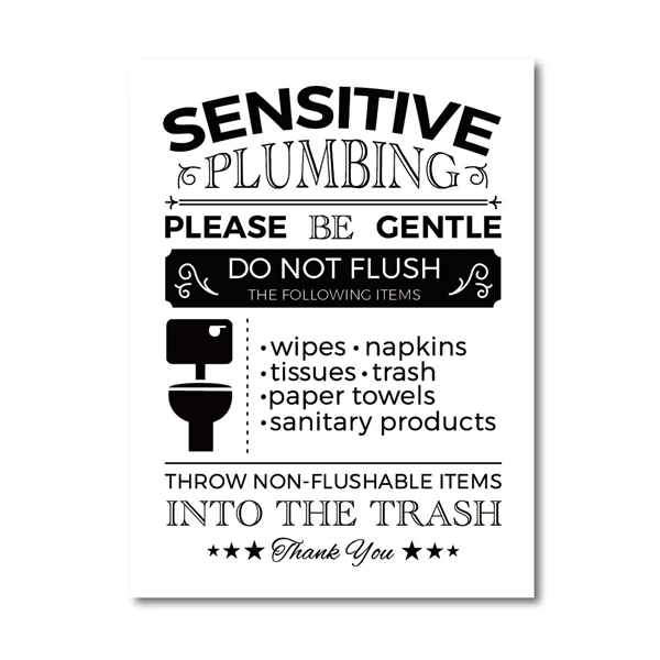 Flush Toilet Sign Print Canvas Painting Wall Art System Sign Sensitive  Plumbing Do Not Flush Sign Toilet Sign Restroom Room Deco - AliExpress Home  & Garden