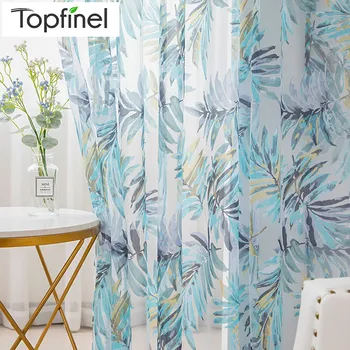 

Top Finel Tropical Leaves Embroidered Sheer Curtains for Living Room Window Curtain Bedroom Kitchen Tulle Curtains Room Divider