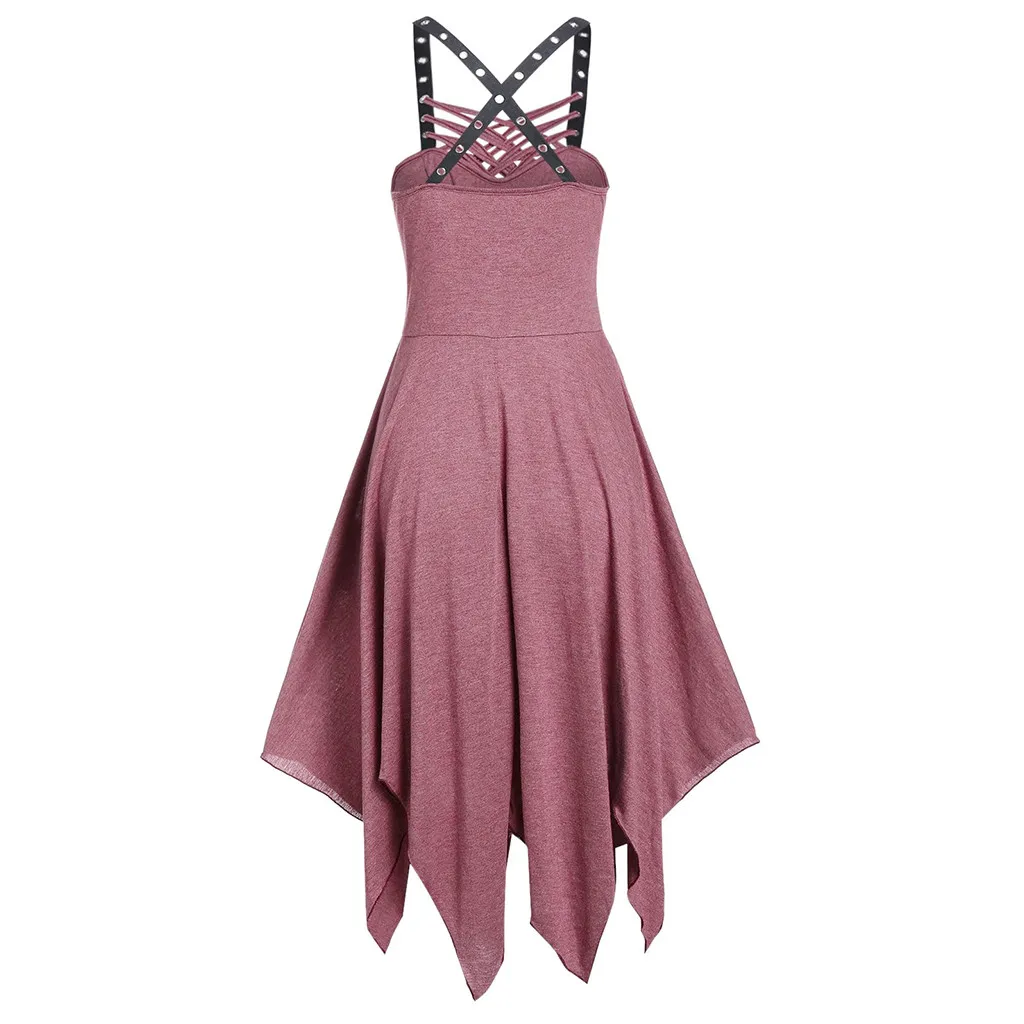 JAYCOSIN женское платье Vestidos готическое крутое однотонное Бандажное асимметричное платье без рукавов на бретельках женское платье es Femme платье 19Sep18