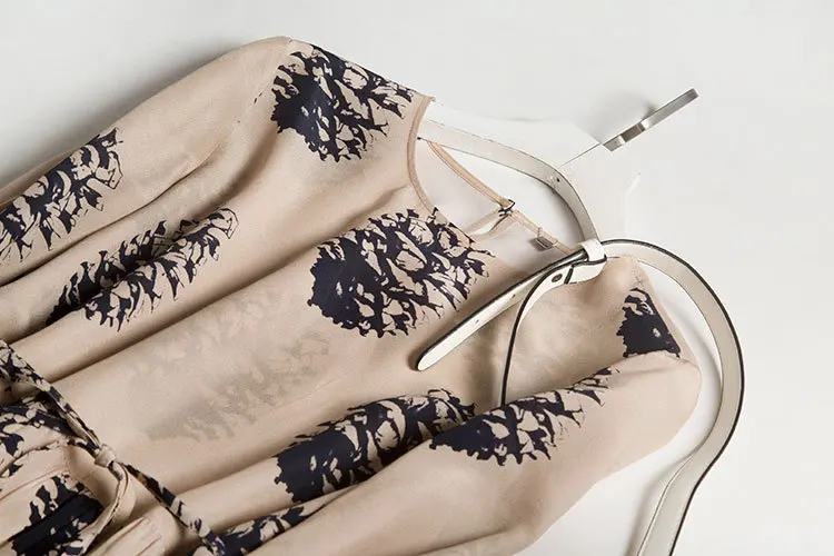 Pine Cone Printed Non-Mainstream Design Silk Loose