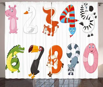 

Mathematics Classroom Curtains Numbers in The Form of Animals Cartoon Style Fun Arithmetic Lesson Living Room Bedroom Window