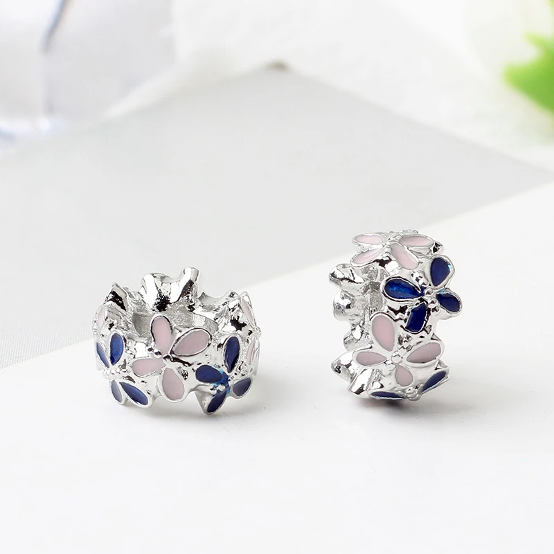 CUTEECO дизайн розовый синий бабочка эмаль DIY Бусины Подходит Pandora Весенняя серия браслет для женщин ювелирные аксессуары