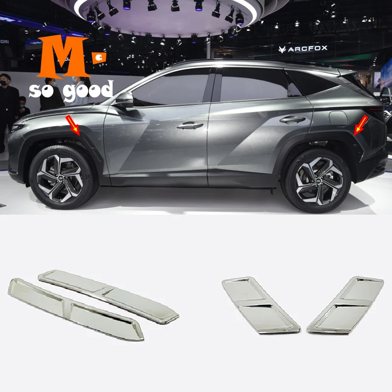 For Hyundai Tucson L NX4 2021 2022 Car Front Rear Wheel Eyebrow Trims Side Body Shape Garnish Cover Exterior Decor Accessories