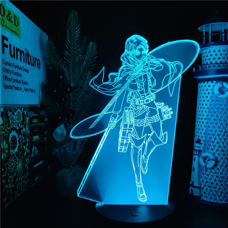 Attack On Titans 3D Night Light Levi Ackerman LED Lamp Home Decor Lampara Decoration Lampe Anime Figure Lights Attack On Titan