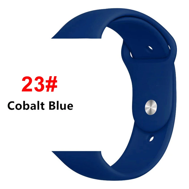 23 Coba Спортивный мягкий силиконовый ремешок для Apple Watch, ремешок 44 мм, 40 мм, серия 5, 4, браслет для часов iWatch, ремешок 38 мм, 42 мм, 3, 2, 1, аксессуары - Цвет ремешка: 23 Coba