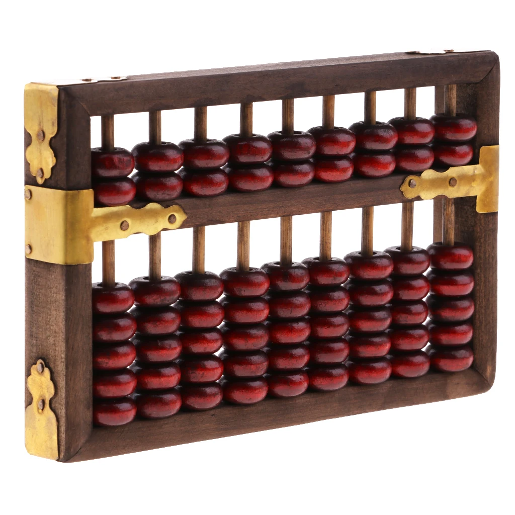 Vintage Chinese Wooden Abacus Arithmetic 9 Digits Calculating Tool Soroban