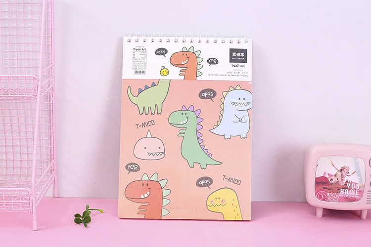 Милый мультфильм Динозавр Kawaii альбом для рисования A4 чистая бумага Блокнот 80P