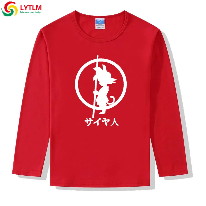 LYTLM Dragon Ball Son Goku/супер футболка для девочек хлопковые футболки с длинными рукавами для мальчиков зимняя рубашка для маленьких мальчиков повседневная футболка для малышей - Цвет: CX LYCRA Red