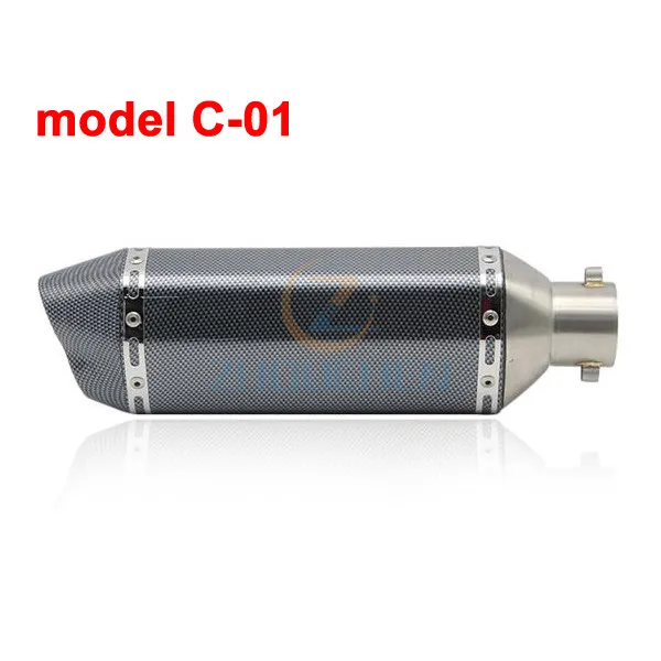 Универсальный мотоциклетный выхлоп для Akrapovic модифицированный Кроссовый глушитель для FZ6 CBR250 CB600 MT07 ATV Dirt Pit dot мини-велосипед - Цвет: model C-01
