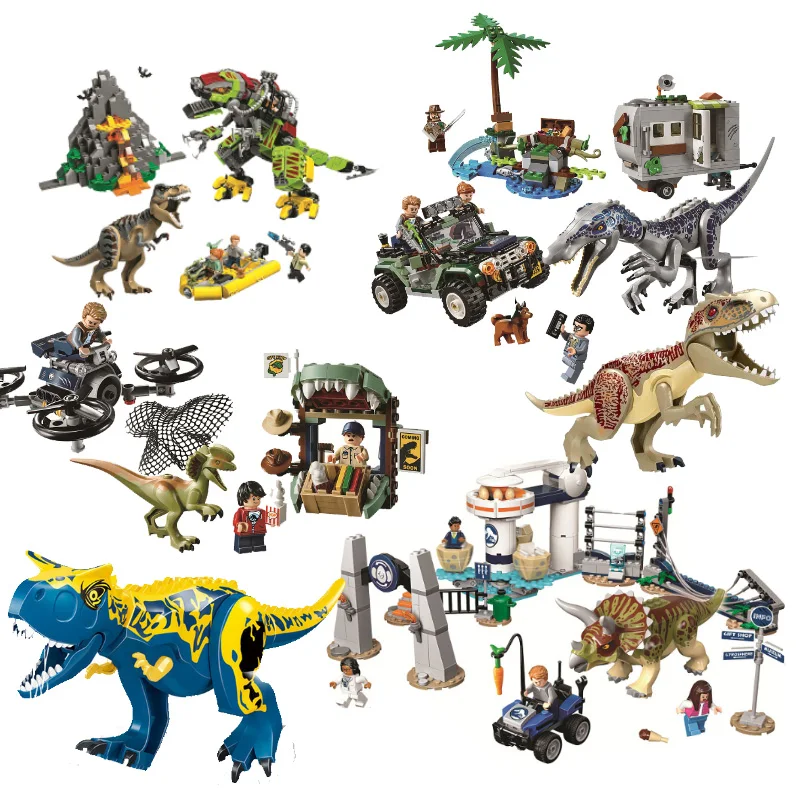 

New Jurassic World Dinosaur Set With 10925 10926 10928 Model Building Blocks Bricks With Legoinglys Toy Gift For Children No Box