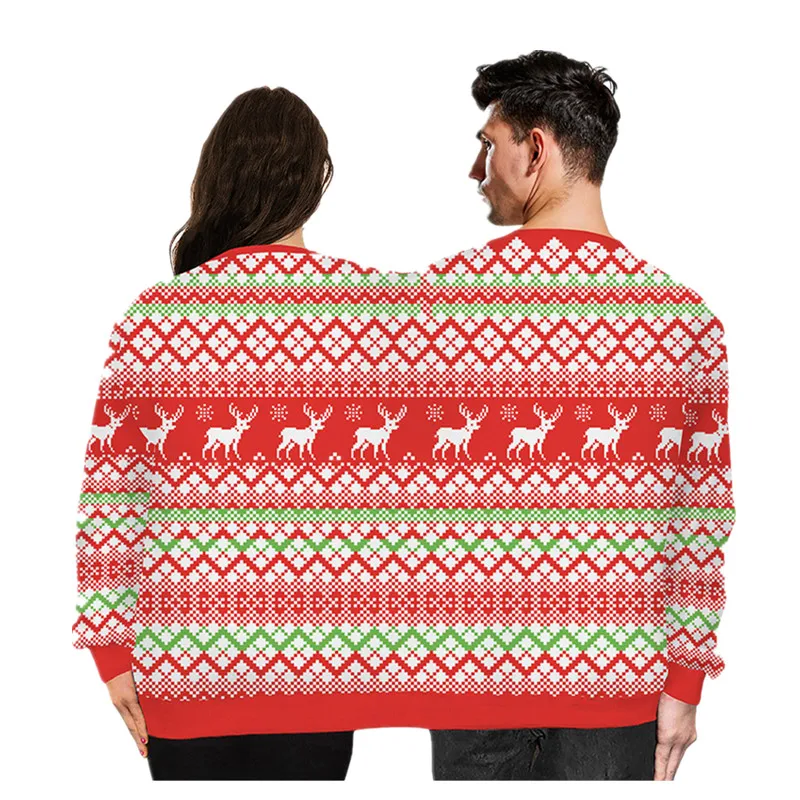 Double Christmas Sweater holiday spoof 3D digital printing couples