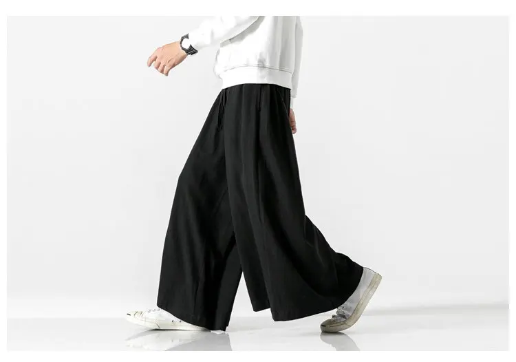 Autumn Men’s Causal Baggy Pants Fashion Solid Color Jogging Pants Men Cotton Loose Traditional Wide Leg Pants Woman Dropshipping mens harem joggers