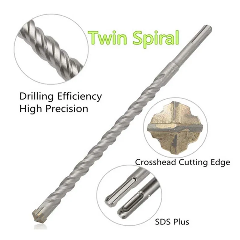 1pcs Twist Electric Hammer Round Shank Drill Bit 460mm 10/18mm SDS Plus Crosshead Twin spiral Hammer Drill Bits