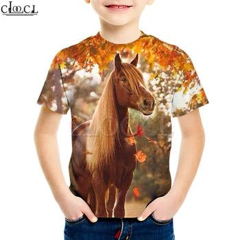 

Horses In The Autumn Maple Leaf Hoodie Boy Girl 3D Print Horse Sweatshirt Baby Daughter T Shirt Casual Shorts Suit Drop Shipping