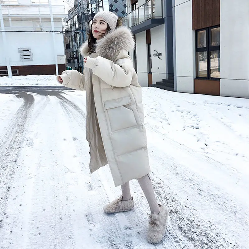 

Autumn and winter warm women's cotton-padded jacket long coat women's loose over-the-knee bread suit wool collar Parker coat