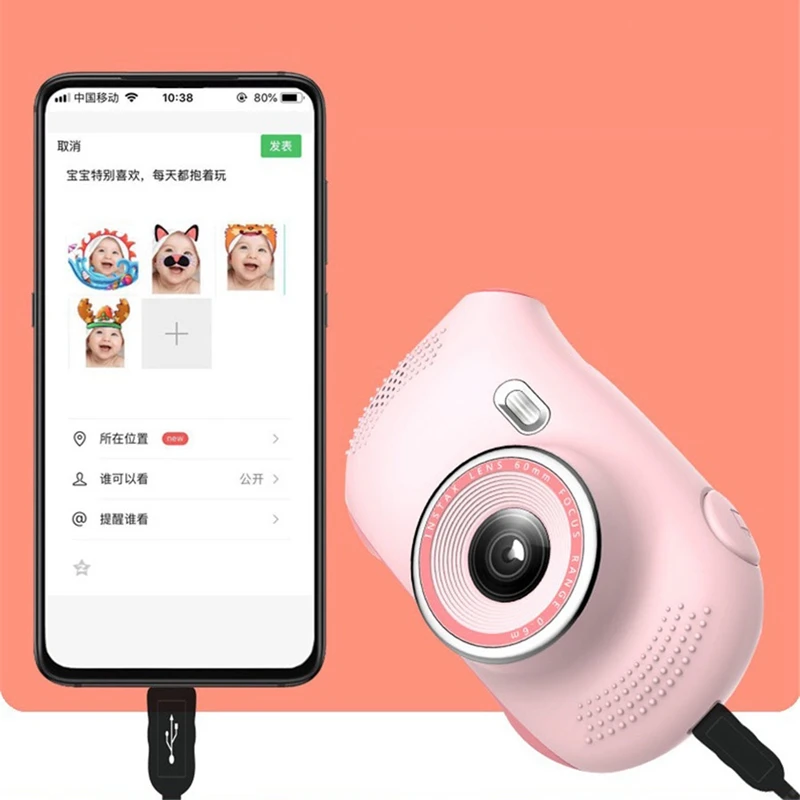 2.0 Inch HD Children's Camera Autofocus Digital Camera MP3 Early Childhood Education Small Story Camera Can Be Self-Timer Video