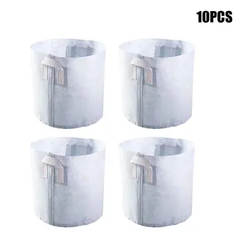 

10pcs Aeration Pots Thicken Transplant Nursery Grow Bag Reusable With Handles Round Non-woven Home Garden For Plants