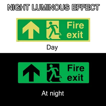 

Fire Safety Exit Sign Warning Guidance Signage Luminous Glow In Dark Sticker for Stairway Hallway Hotel Basement Night Vision