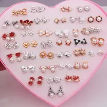 36 пар/компл. Корона любви имитации жемчужин, серьги со шпилькой, для Для женщин девочек влюбленных модные серьги, ювелирное изделие, сердце коробка Рождественский подарок