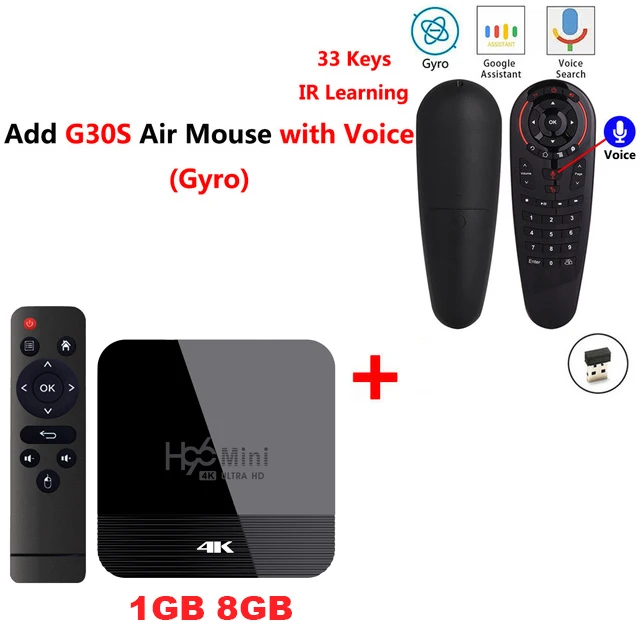 Smart tv Box H96 Mini H8 Android 9,0 2G 16G RK3228A 2,4G/5G двойной wifi BT4.0 4K HD телеприставка Google Youtube Smart медиаплеер - Цвет: 1G 8G-G30S