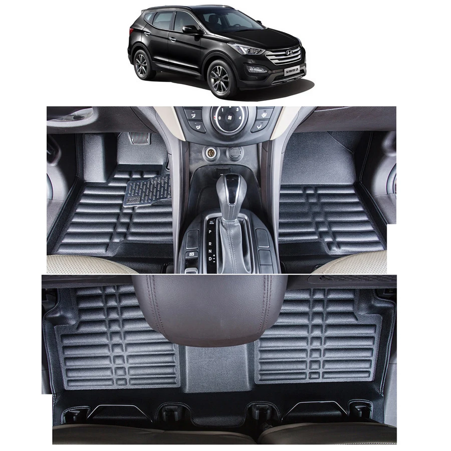 Кожаные автомобильные коврики lsrtw2017 ковер для hyundai santa fe 2008 2009 2010 2011 2012 2013 2014 2015 2016