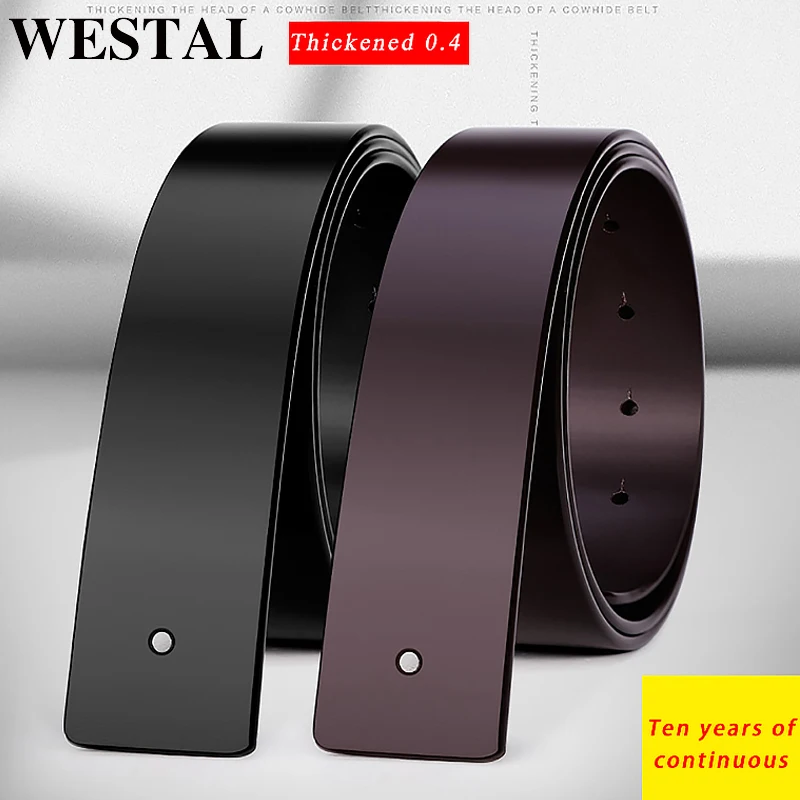 WESTAL men's belt genuine men's leather trousers business belts men without buckle strap male jeans vintage belt strap male jean