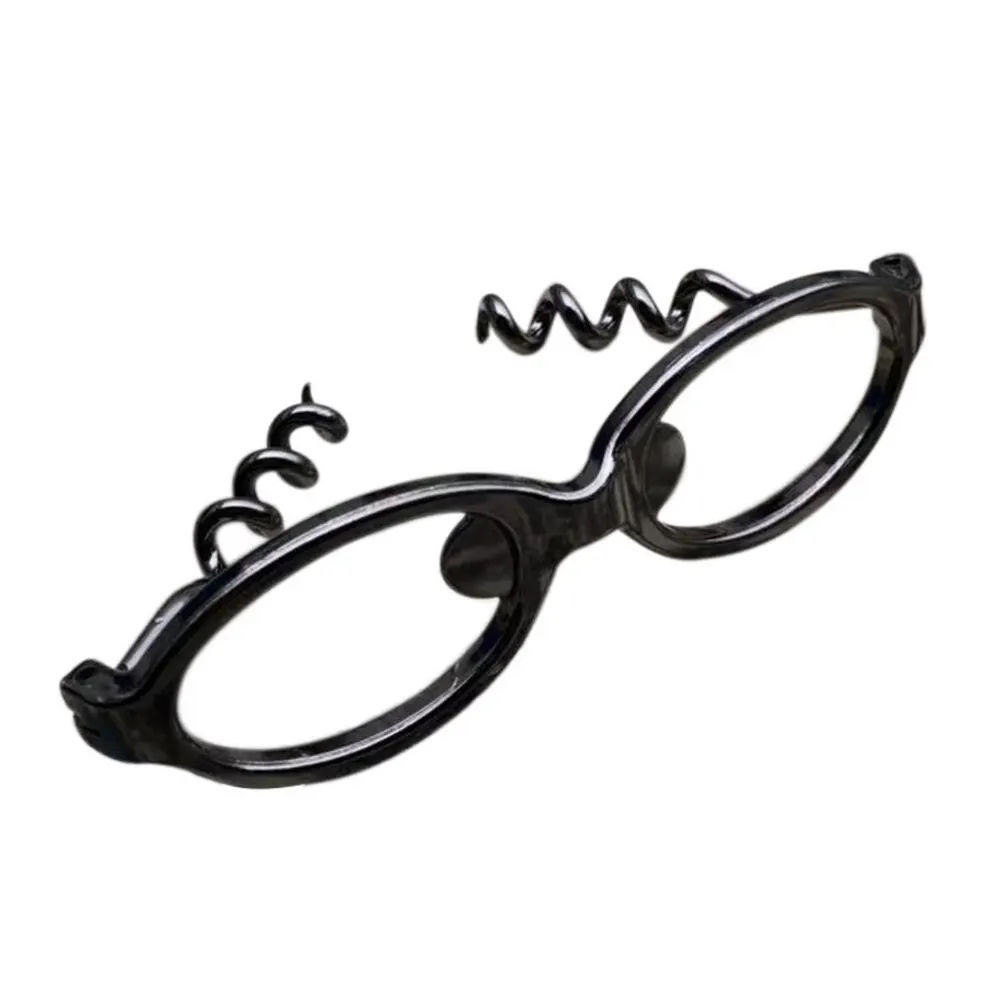 Черный Вечерние открывалки для бутылок из цинкового сплава с орнаментом «сделай сам», домашний портативный инструмент для кухни и бара, ручная форма очков - Цвет: Черный