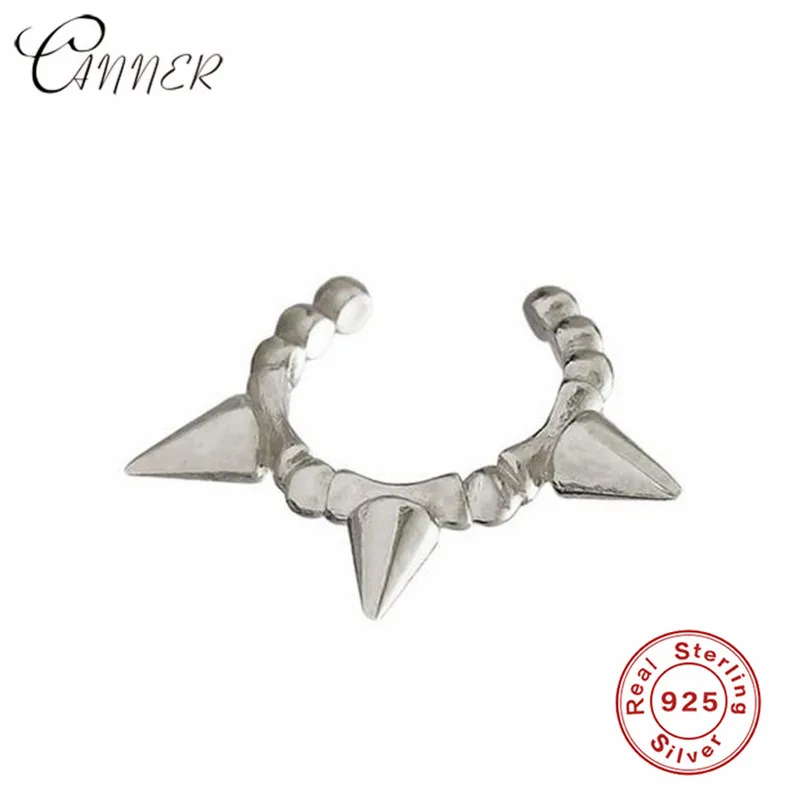 CANNER, панк стиль, заклепки, шипы, манжеты для ушей, не пирсинг, клипсы, серьги для женщин, модное ювелирное изделие, 925 пробы, серебро, маленькие серьги