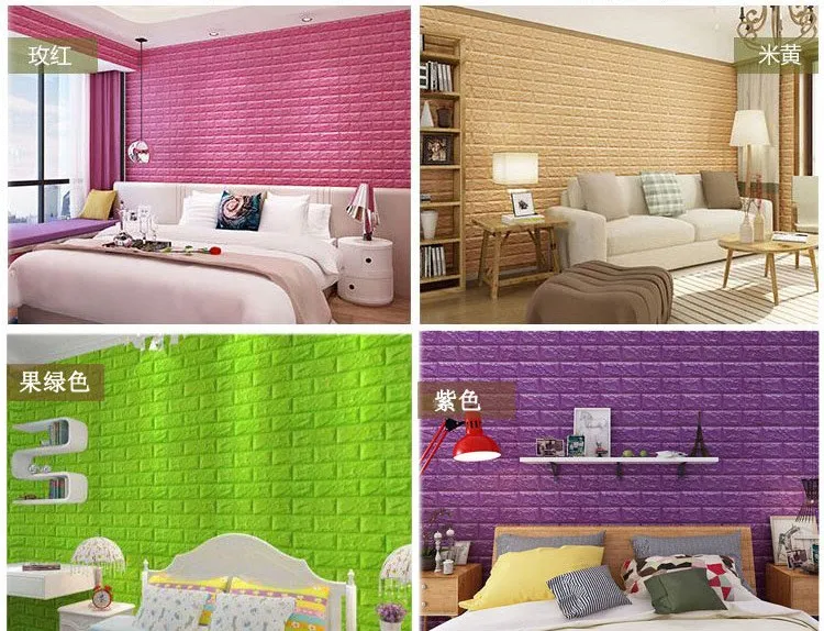 60X30cm 10pcs 3D Brick Wall Stickers Wallpaper Decor Foam Waterproof Wall Covering Wallpaper for Kids Living Room DIY Background