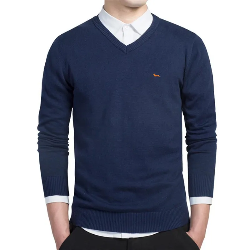 Brand Clothing New Spring Sweater Men Harmont V-neck Long Sleeve Solid Pull Embroidery Blaine Pullover Men Sweaters 6