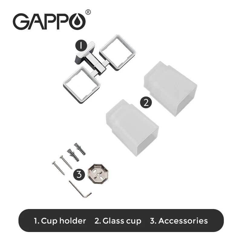 GAPPO Wall-mount Cup Tumbler Holders Double Toothbrush Tooth cup holder cups Bathroom Accessories bath hardware set G3806/G3808