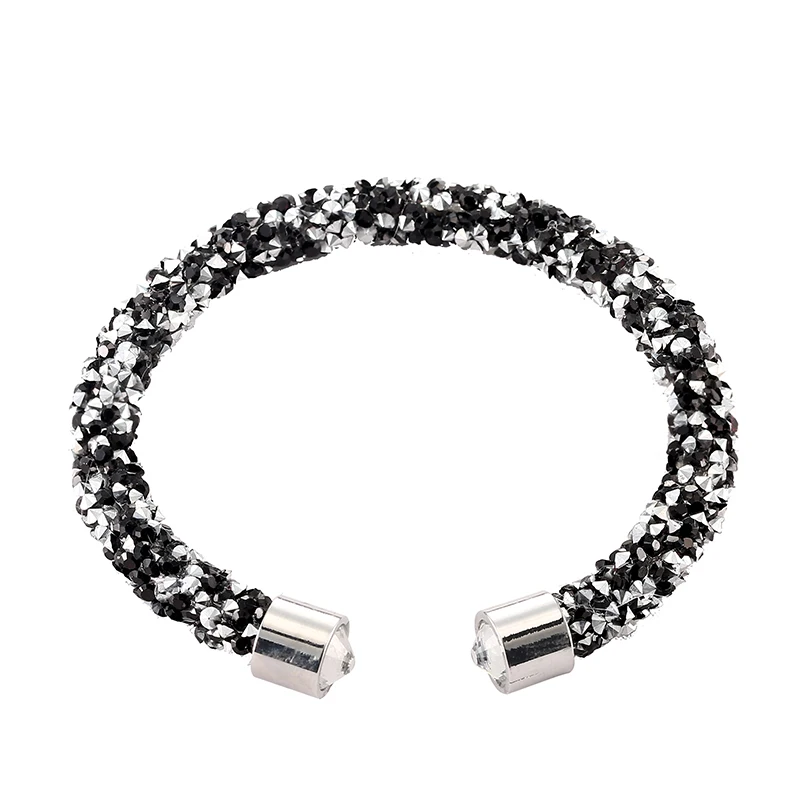 black silver 17 стильных модных браслетов-манжет, один круглый открытый браслет pulseira для женщин и девушек, лучший друг, подарок, свадебные ювелирные изделия - Окраска металла: black silver