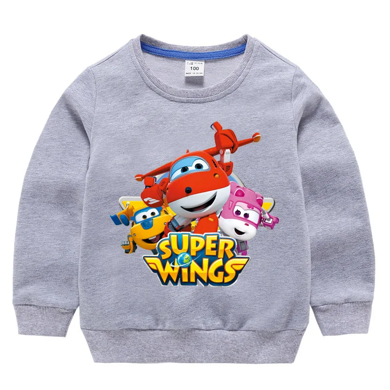  1-10Y Costume Jet Super Wings Clothes Girls Tops Long Sleeve tshirt Kids Cartoon Hoodies Baby Boy T