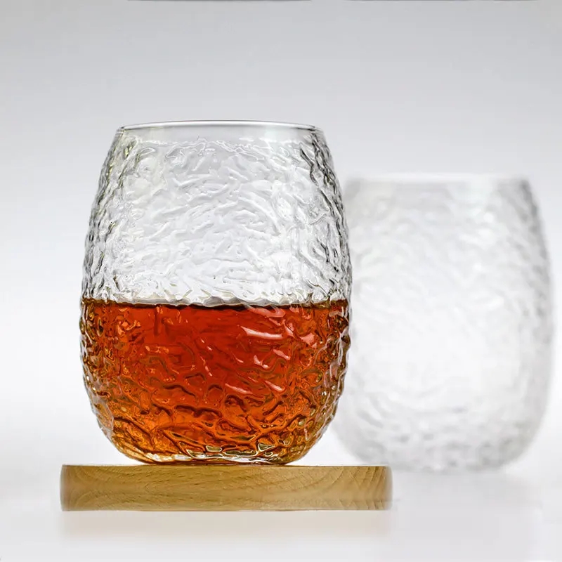 Silkworm Cocoon Hammer Pattern Manual Crystal Art Old Fashioned Whisky Glass Verre Whiskey Rock Cup Beer Wine Drinking Glasses