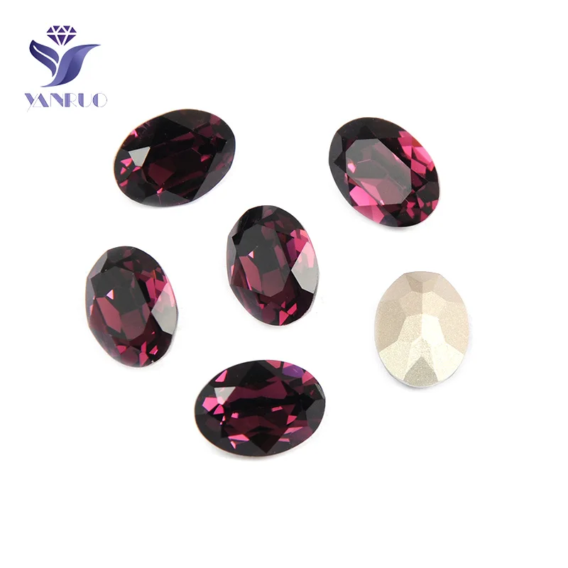 Amethyst Yanruo 4120 Овальный нашитые Стразы шила Стекло декоративные камни для пошив одежды Свадебные платья со стразами, украшенные декоративными камнями - Цвет: Amethyst