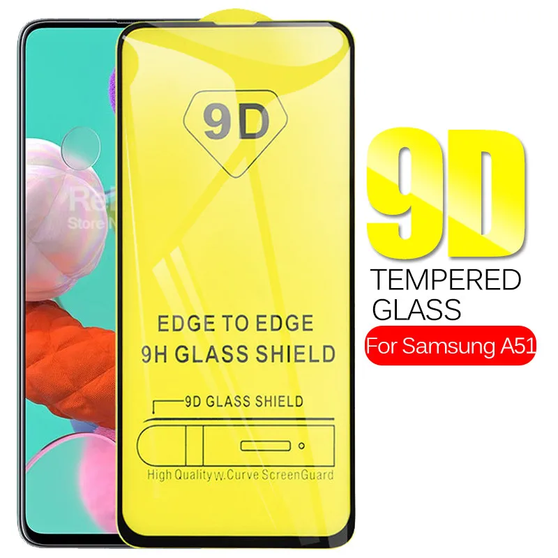 9D полное клеевое Покрытие Закаленное стекло для samsung a51 Защитное a 51 a515F