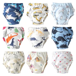 Pantalons d'entraînement pour bébé, couches en tissu imprimé de dessin animé, sous vêtements réutilisables pour nouveau né, pantalons à langer 