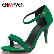 Enmayer high heels sandals pumps shoes woman open toe bowties