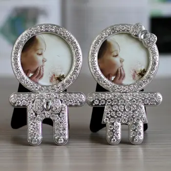 

2pcs/set 2 Inch Metal Zinc Alloy Photo Frame Diamond Glass Children Photo Decoration Wedding Photo Frame Birthday Gift