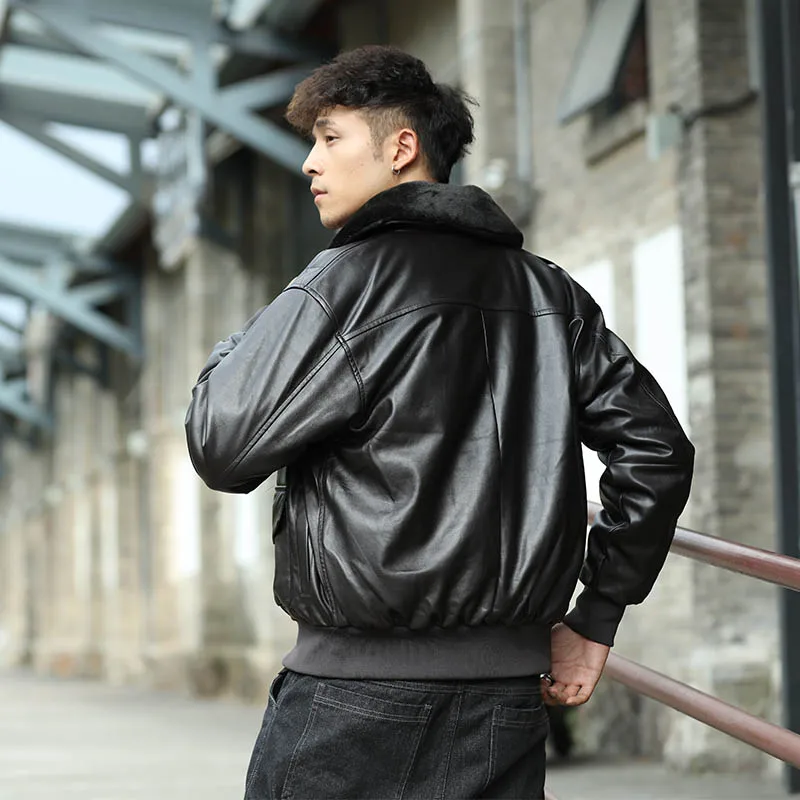 Mcikkny Men Pu Leather Bomber Jackets Coats Winter Motorcycle Air Force Leather Jackets Outwear Military (13)