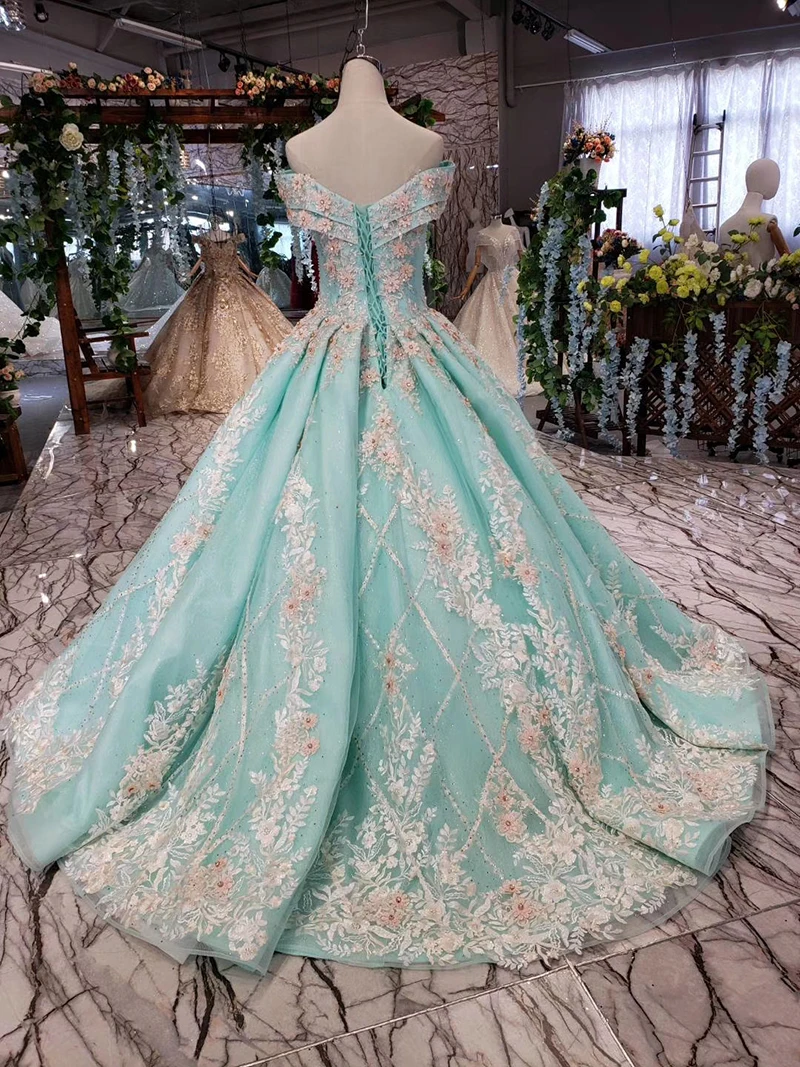 HTL154-1 color formal dress off shoulder sweetheart applique lace evening dress long bride dress party kleider damen abendkleid (10)