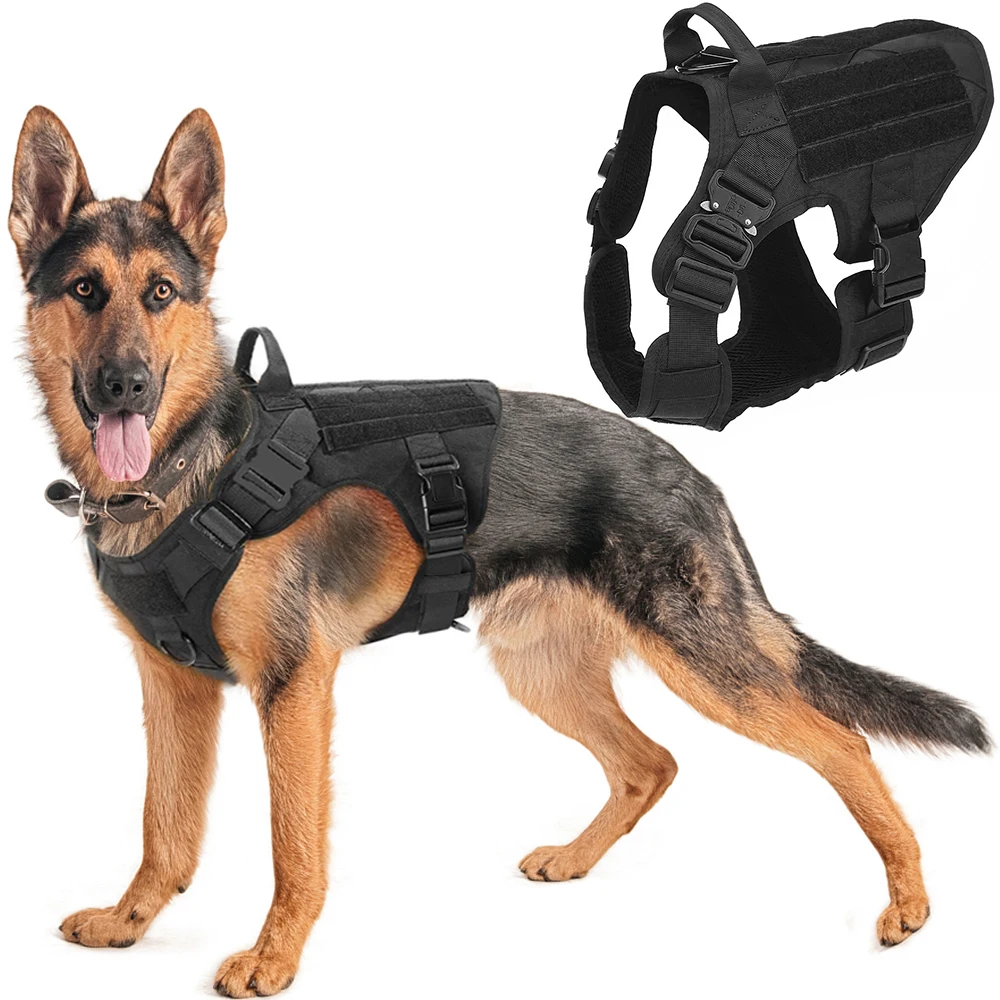 

Military Tactical Dog Harness Pet Training Dog Vest Metal Buckle German Shepherd K9 Dog Harness and Leash For Small Large Dogs