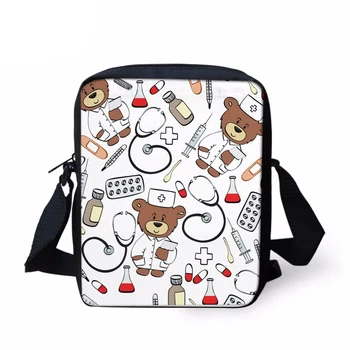 

WHEREISART Women Messenger Bags Cute Cartoon Nurse Bear Print Crossbody Bag for Kids Boys Teens Girls Shoulder Bag Beach Bolsa