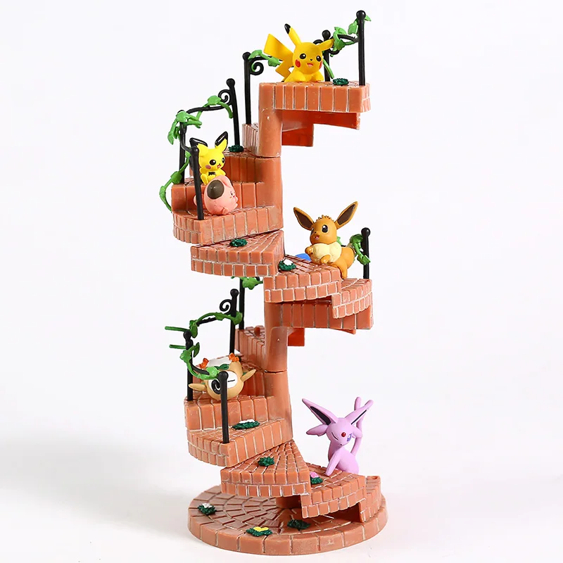 Аниме мультфильм Монстры шаги Espeon Rowlet Piplup Pichu Eevee ПВХ Фигурки игрушки 6 шт./компл