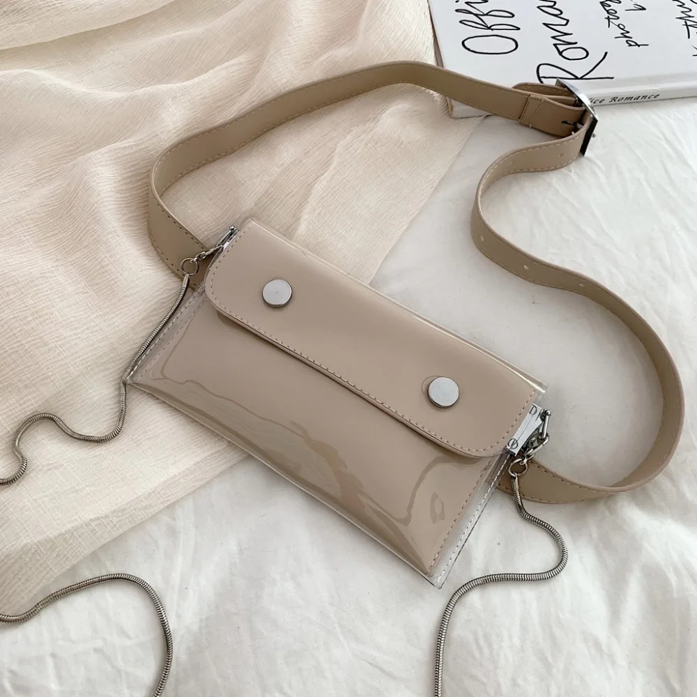 Women Waterproof Waist Bag Lether Jelly Chest Belt Bag PVC Ladies Transparent Crossbody Chain Bags Fashion Fanny Pack a08