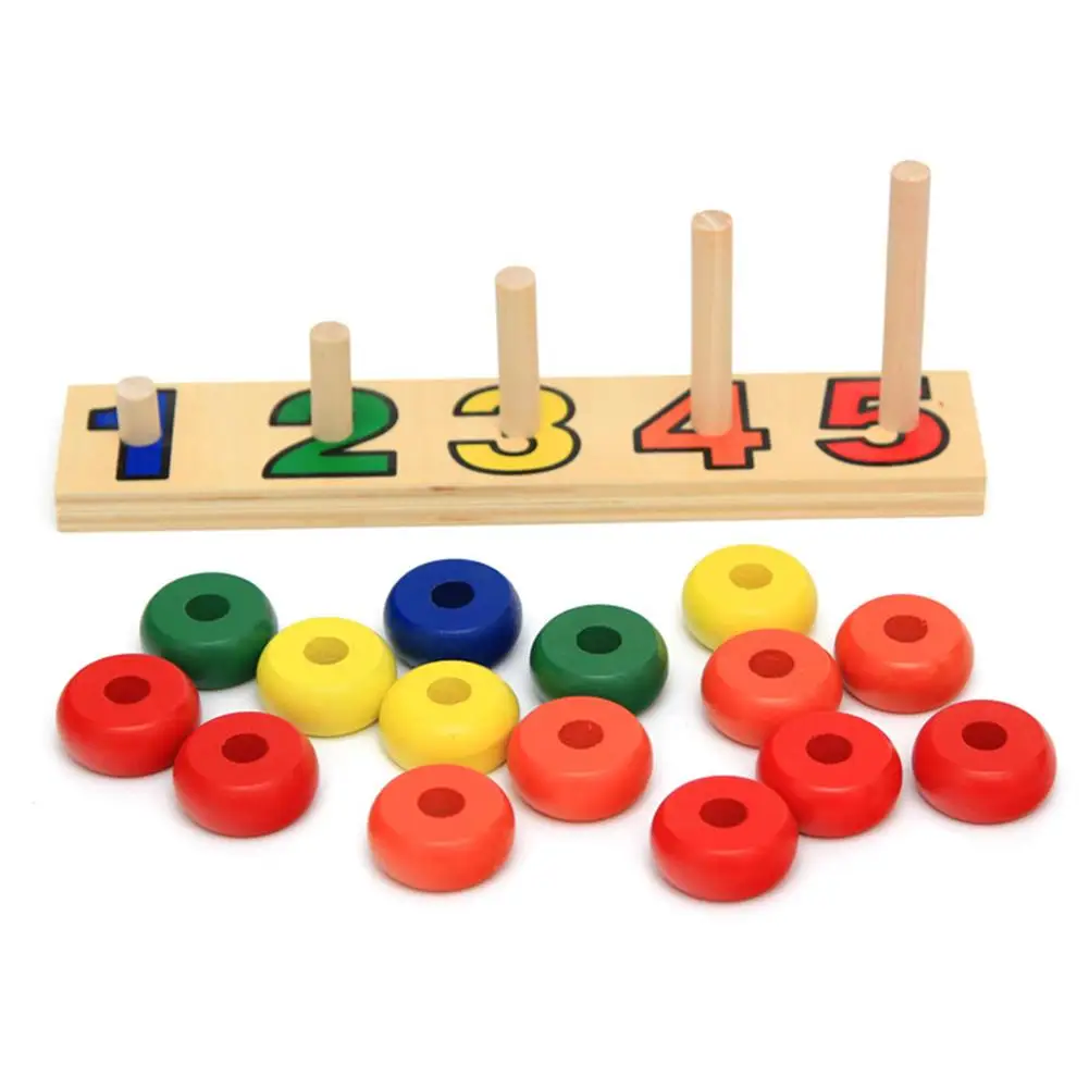 

Wooden Stacking Rings Arithmetic Math Counting Color Matching Education Kids Toy Months Babies Games learning match toy